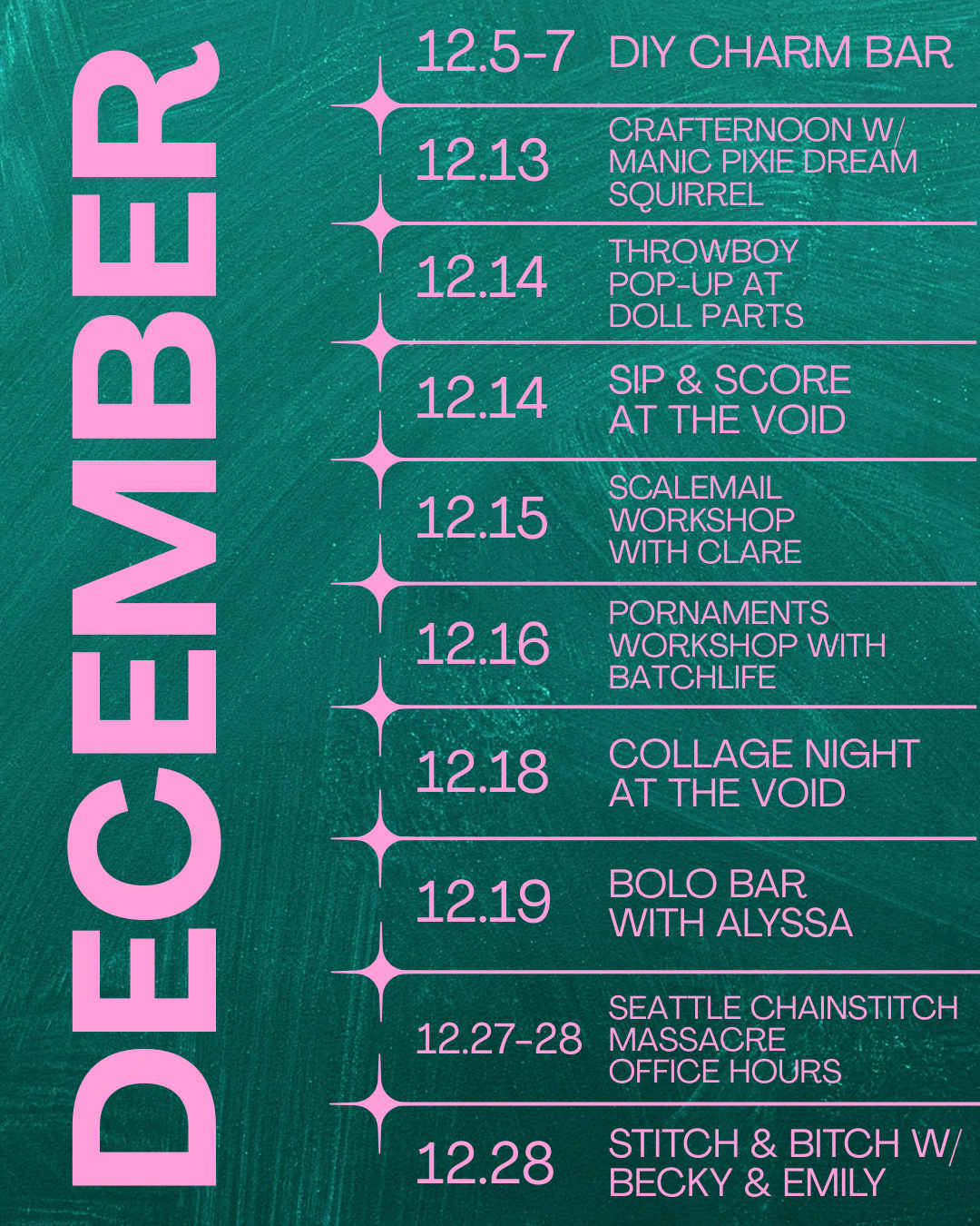 December Classes & Events Schedule!