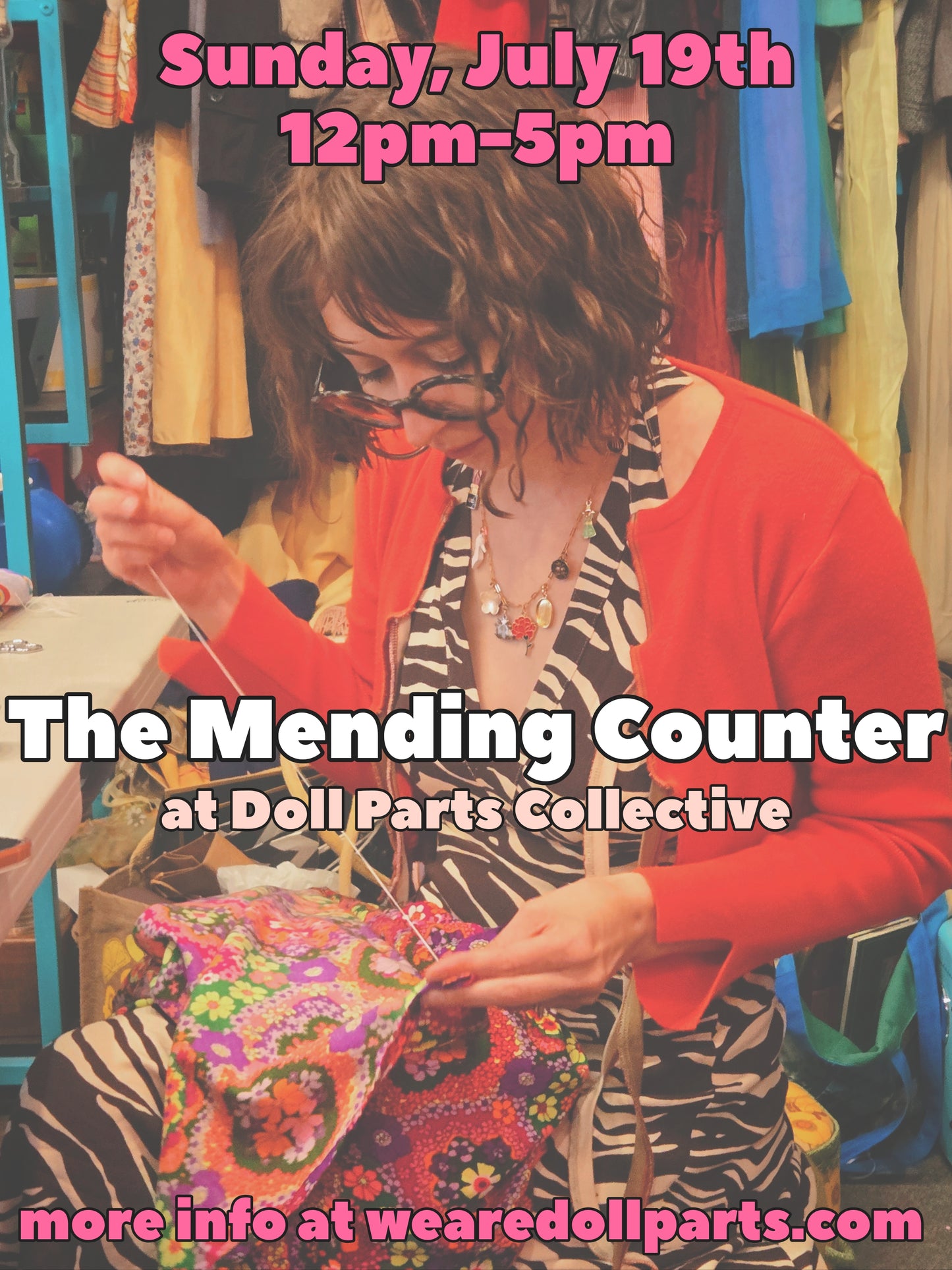 The Mending Counter at Doll Parts Collective! - Sunday, July 19th from 12-5pm