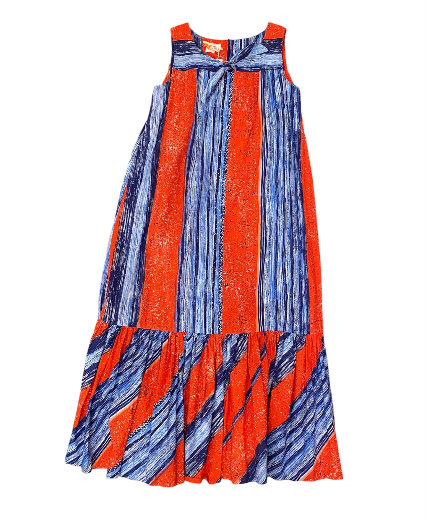 1970s Hawaiian Patriotic Maxi Dress