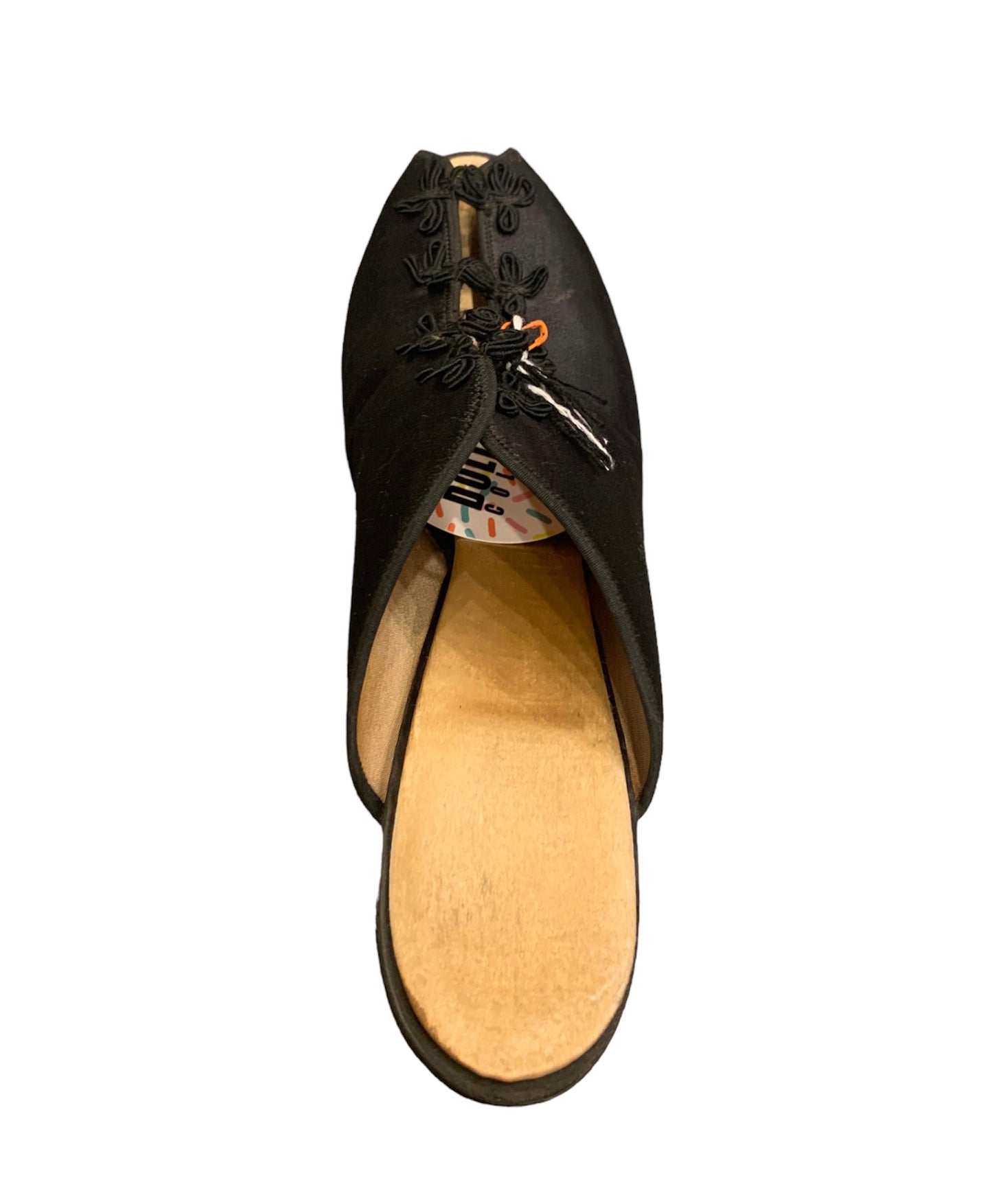 1940s Black Satin Slipper Heels