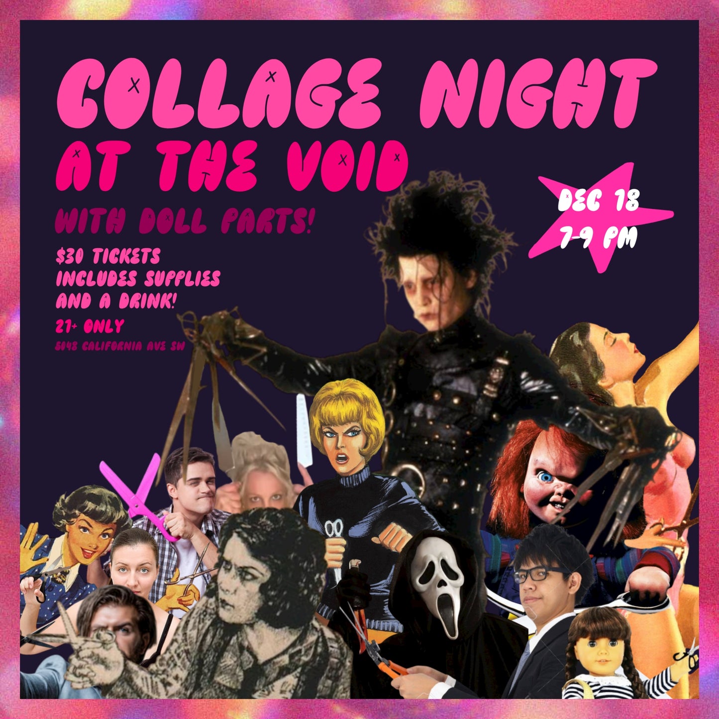 Collage Night with Doll Parts at the Void! - Thursday, December 18th - 7-9pm