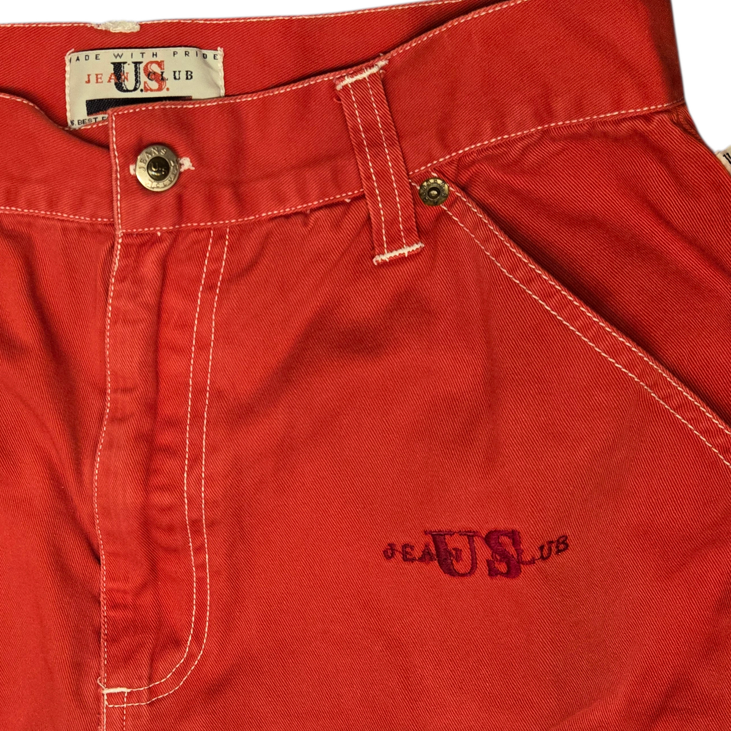 90's/Y2K Red Cargo Skirt by US Jean Club