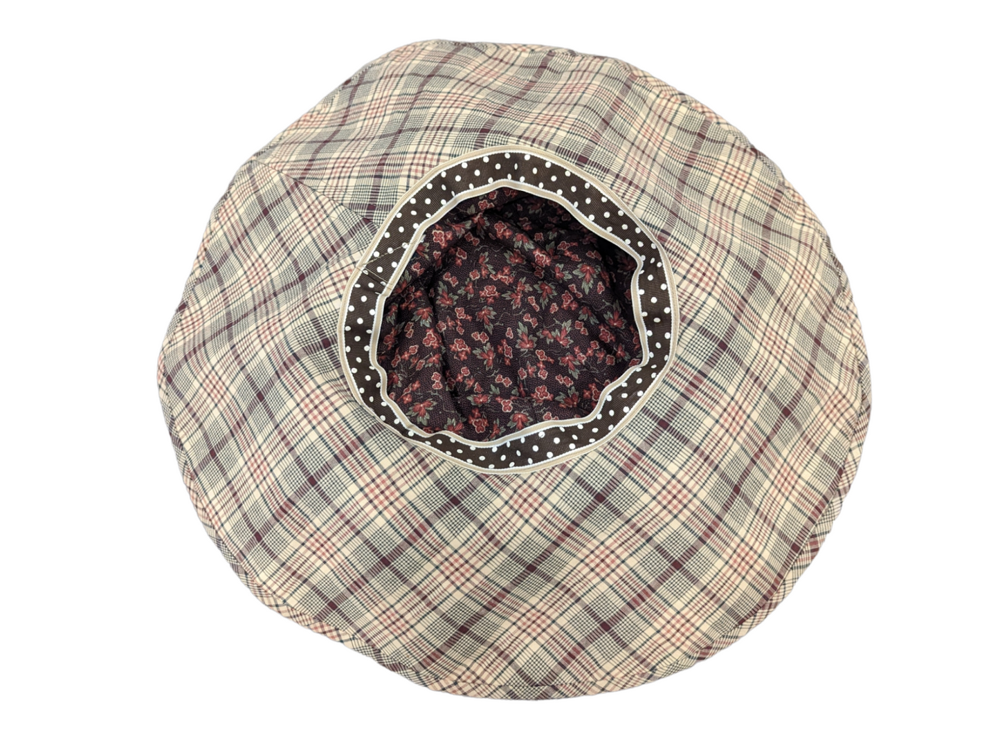 Vintage Brown Plaid Floppy Sun Hat