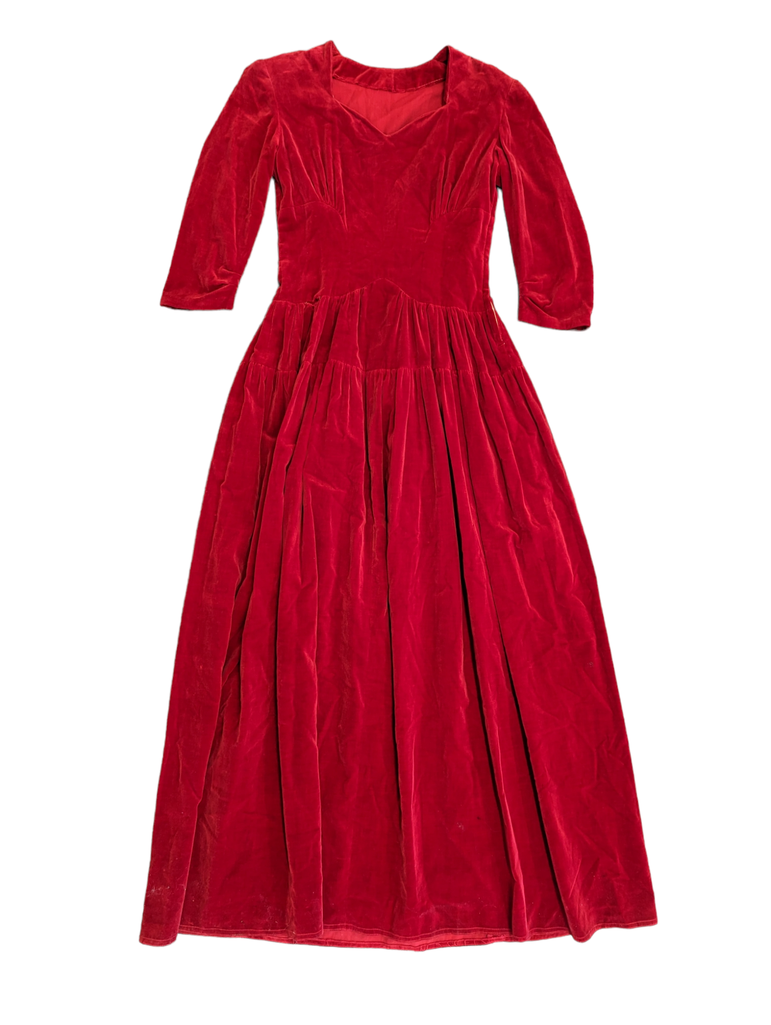 1940s Cherry Red Velvet Maxi Dress – Doll Parts Collective