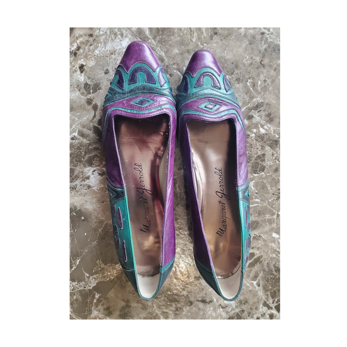 80's Margaret Jerrold Leather Overlay Heels