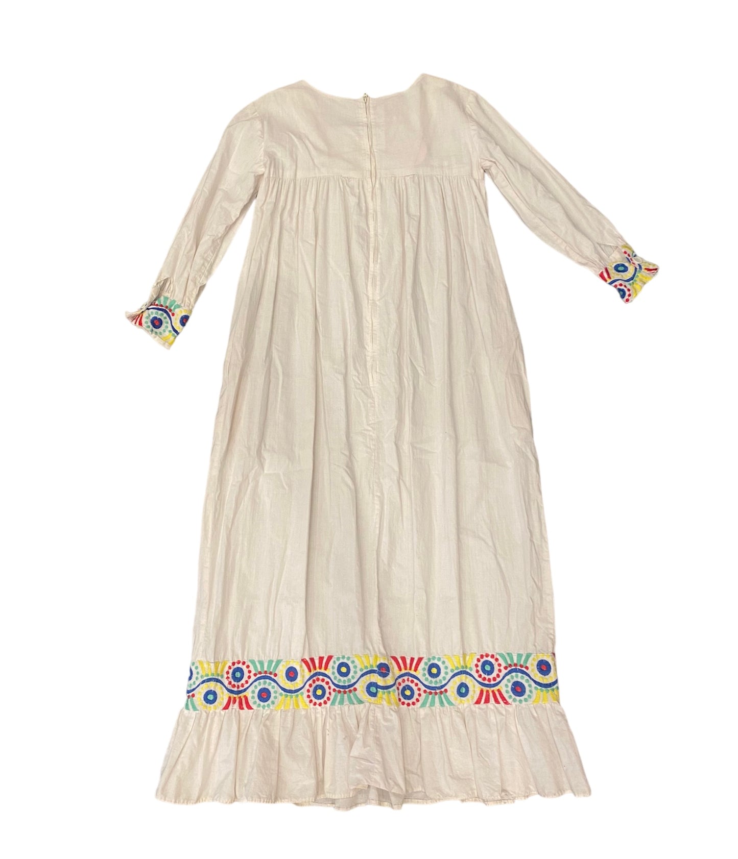 1970s Embroidered Cotton Peasant Dress by Jane Martin