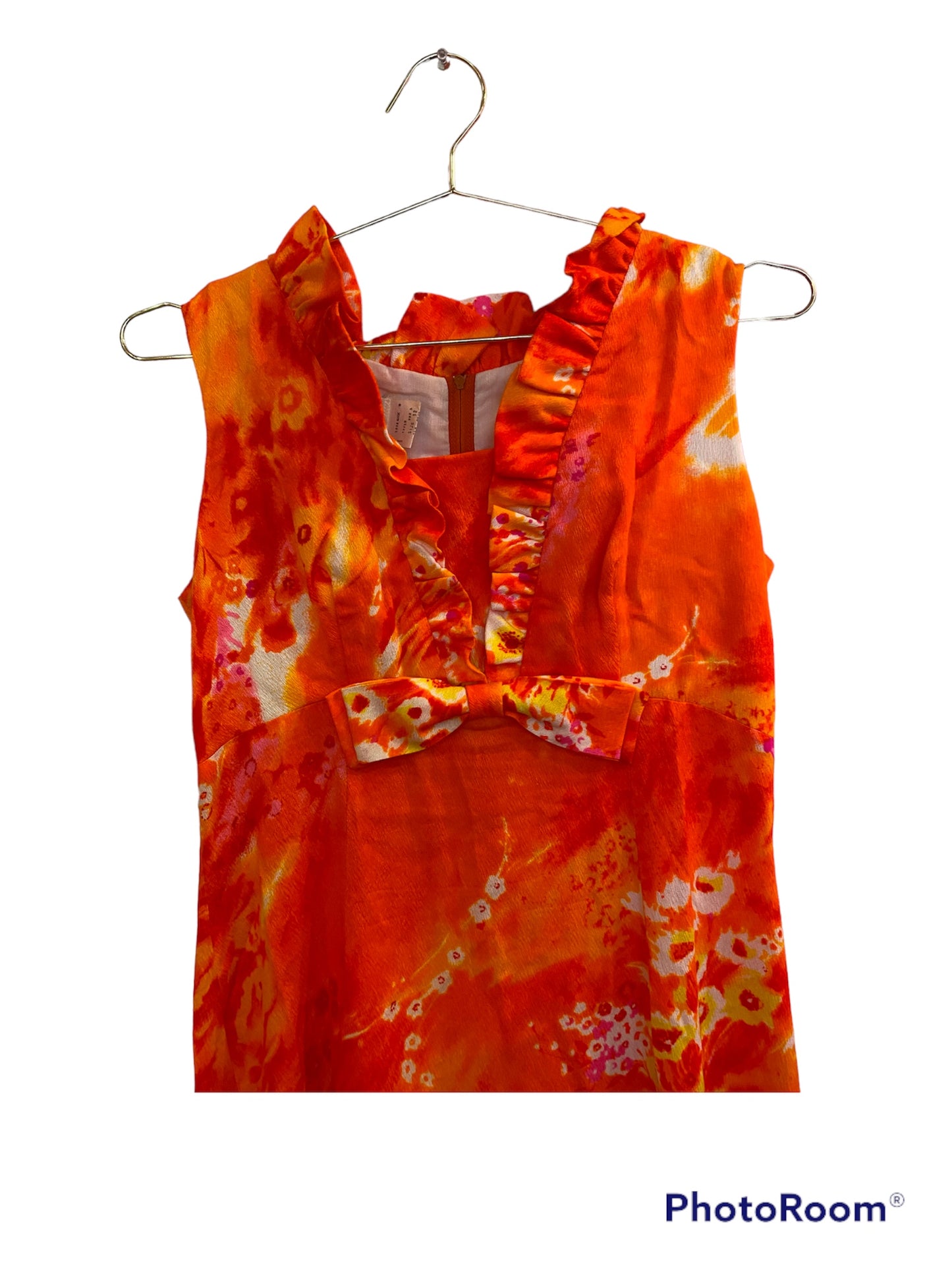 1960s Neon Hawaiian Barkcloth Maxi Dress