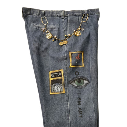 Hand-Painted Jeans with Custom Chains by The Little Merle x Style Divergent