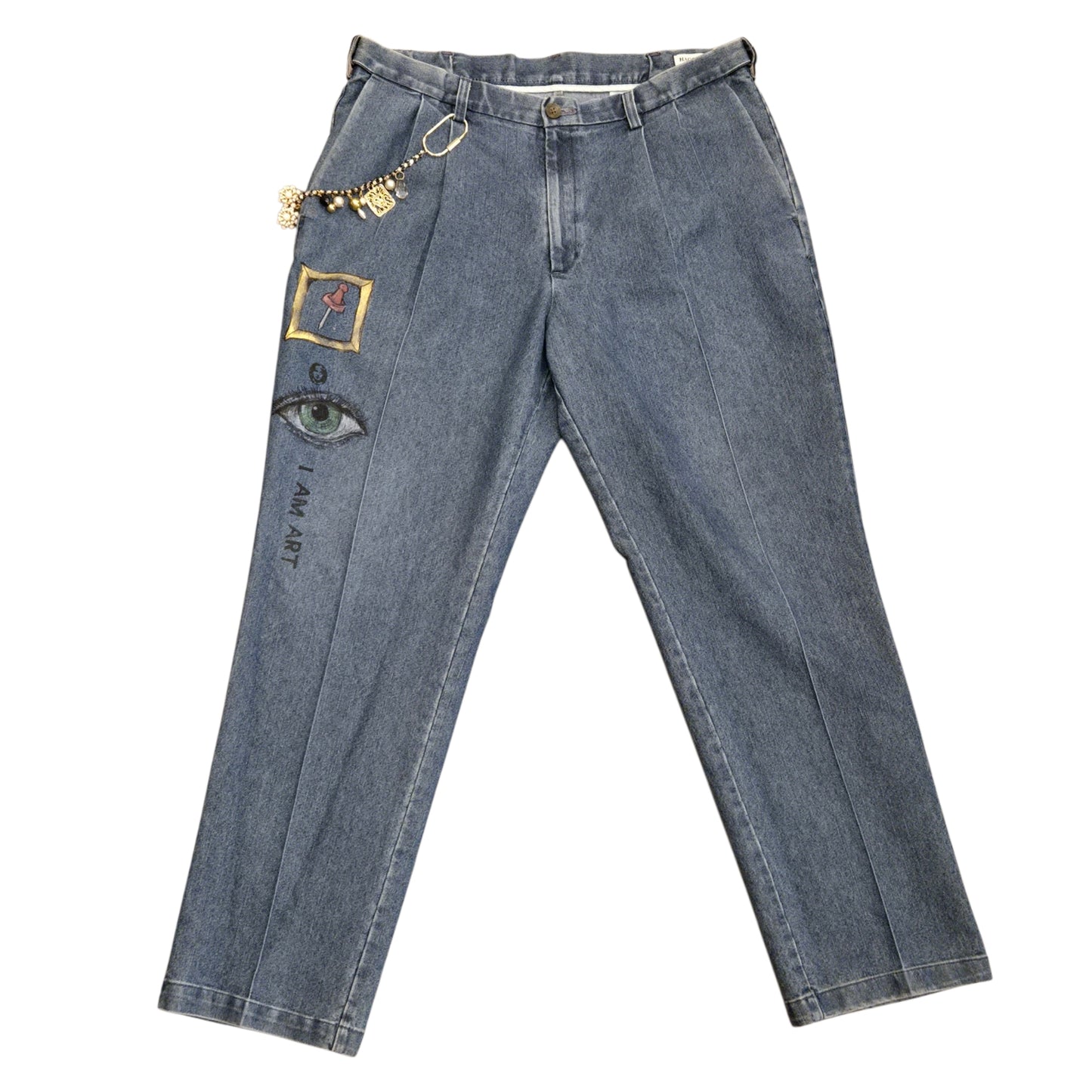Hand-Painted Jeans with Custom Chains by The Little Merle x Style Divergent
