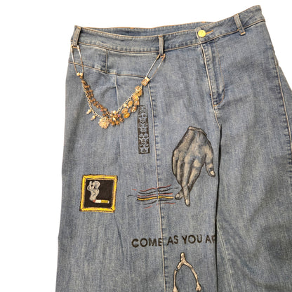Hand-Painted Jeans with Custom Chains by The Little Merle x Style Divergent