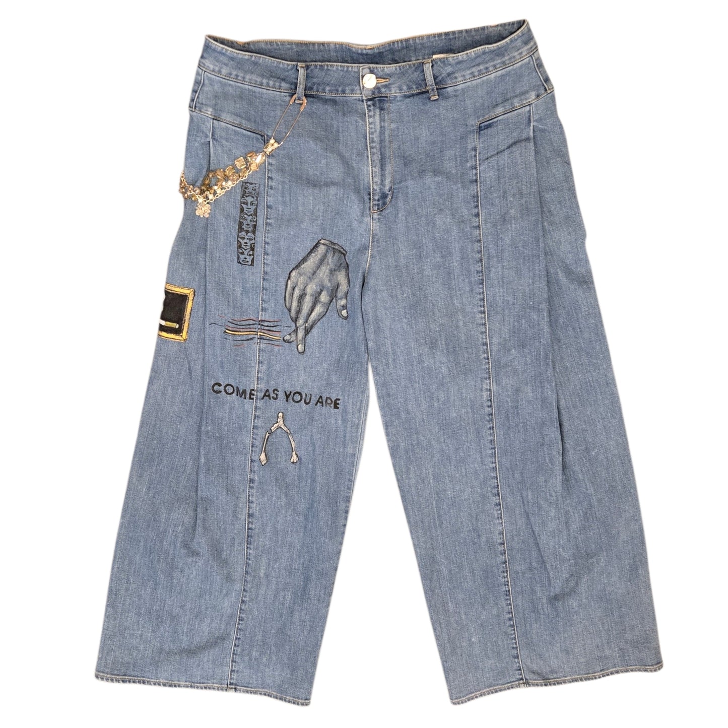 Hand-Painted Jeans with Custom Chains by The Little Merle x Style Divergent