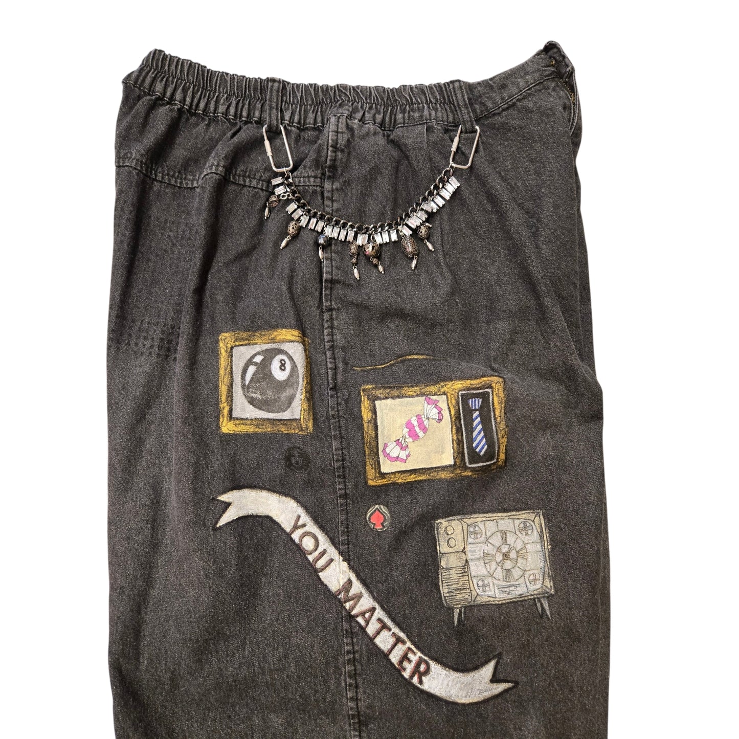 Hand-Painted Jeans with Custom Chains by The Little Merle x Style Divergent