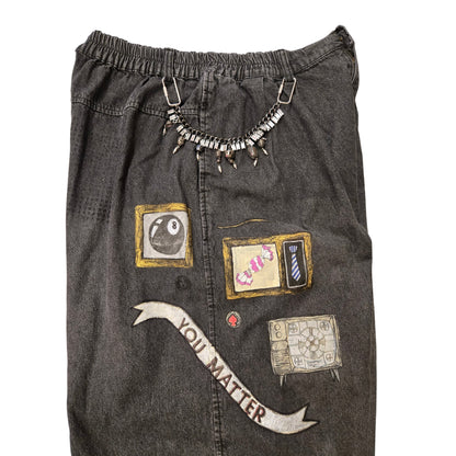 Hand-Painted Jeans with Custom Chains by The Little Merle x Style Divergent