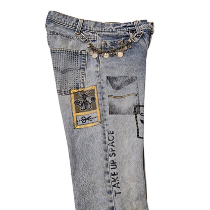 Hand-Painted Jeans with Custom Chains by The Little Merle x Style Divergent