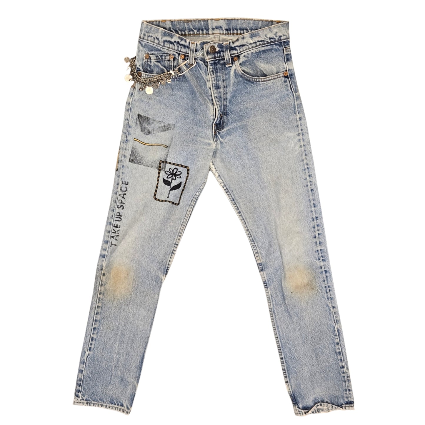 Hand-Painted Jeans with Custom Chains by The Little Merle x Style Divergent