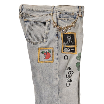 Hand-Painted Jeans with Custom Chains by The Little Merle x Style Divergent