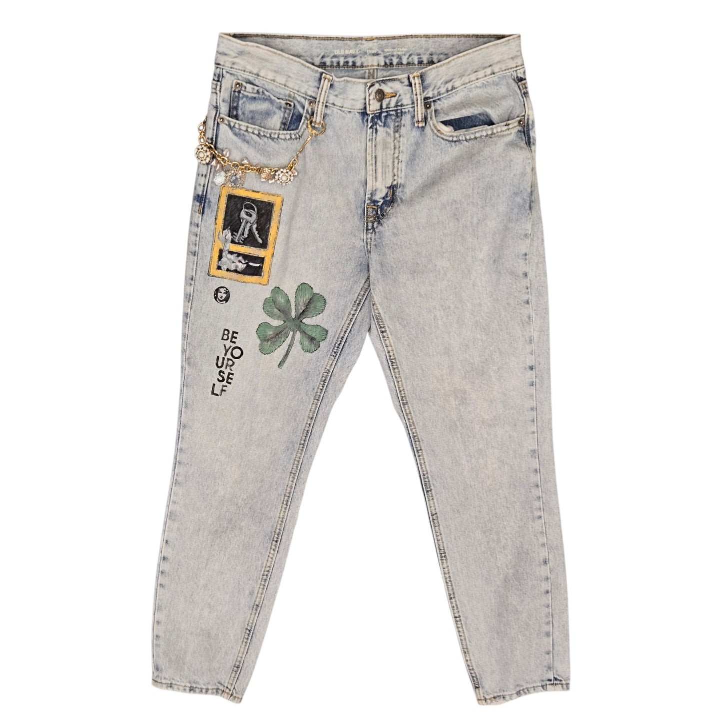 Hand-Painted Jeans with Custom Chains by The Little Merle x Style Divergent