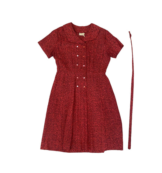50s Red Tweed Shirtwaist Dress by Corrie Walker