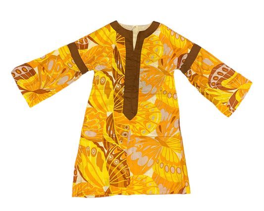 70’s Orange & Yellow Silk Tunic Dress