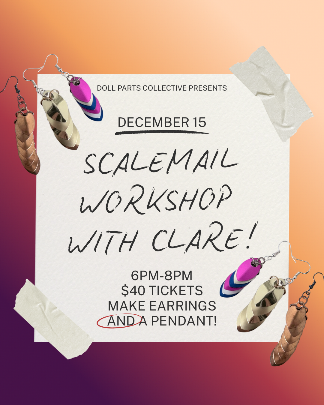 Scalemail Workshop with Clare Monahan - Monday, December 15th - 6pm-8pm