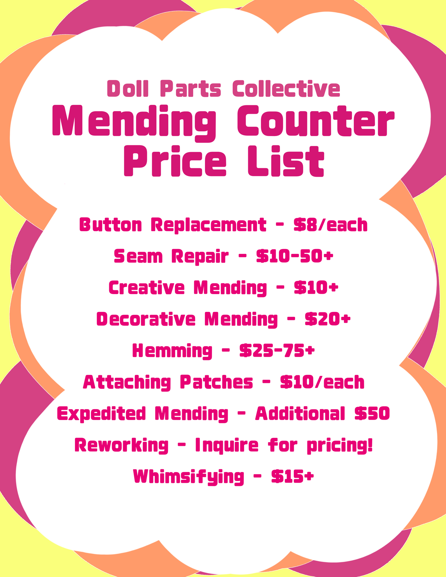 The Mending Counter at Doll Parts Collective! - Sunday, July 19th from 12-5pm