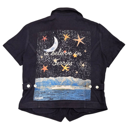 I Believe in Ferries Navy Blue Blouse - Size Small