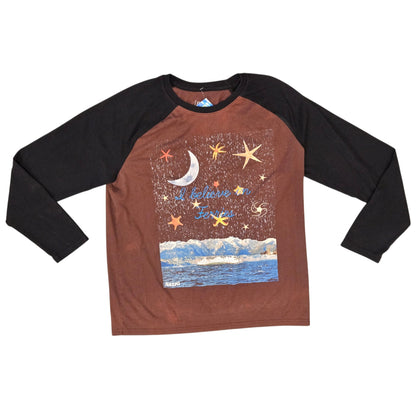 I Believe in Ferries Black & Burgundy Raglan - Size Medium