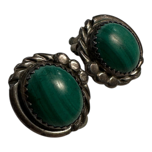 Sterling Silver Malachite Clip Ons