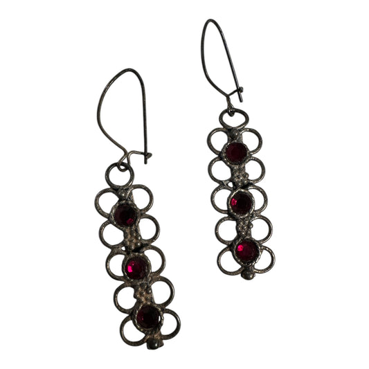 Sterling Silver Garnet Dangle Earrings