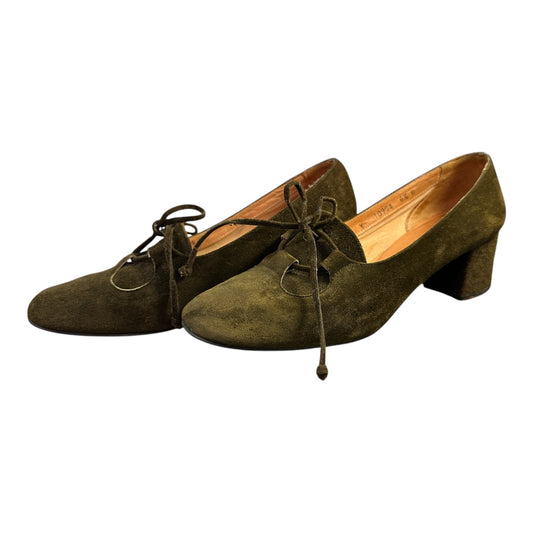 60’s Olive Suede Heels by Caressa