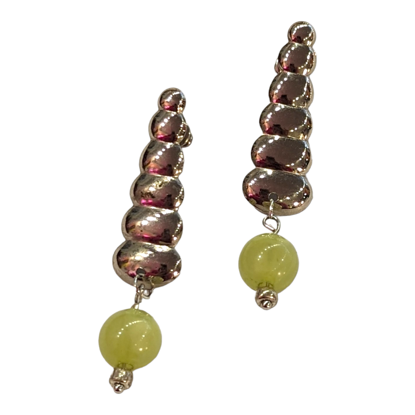 Silver and Lime Dangly Earrings by The Little Merle