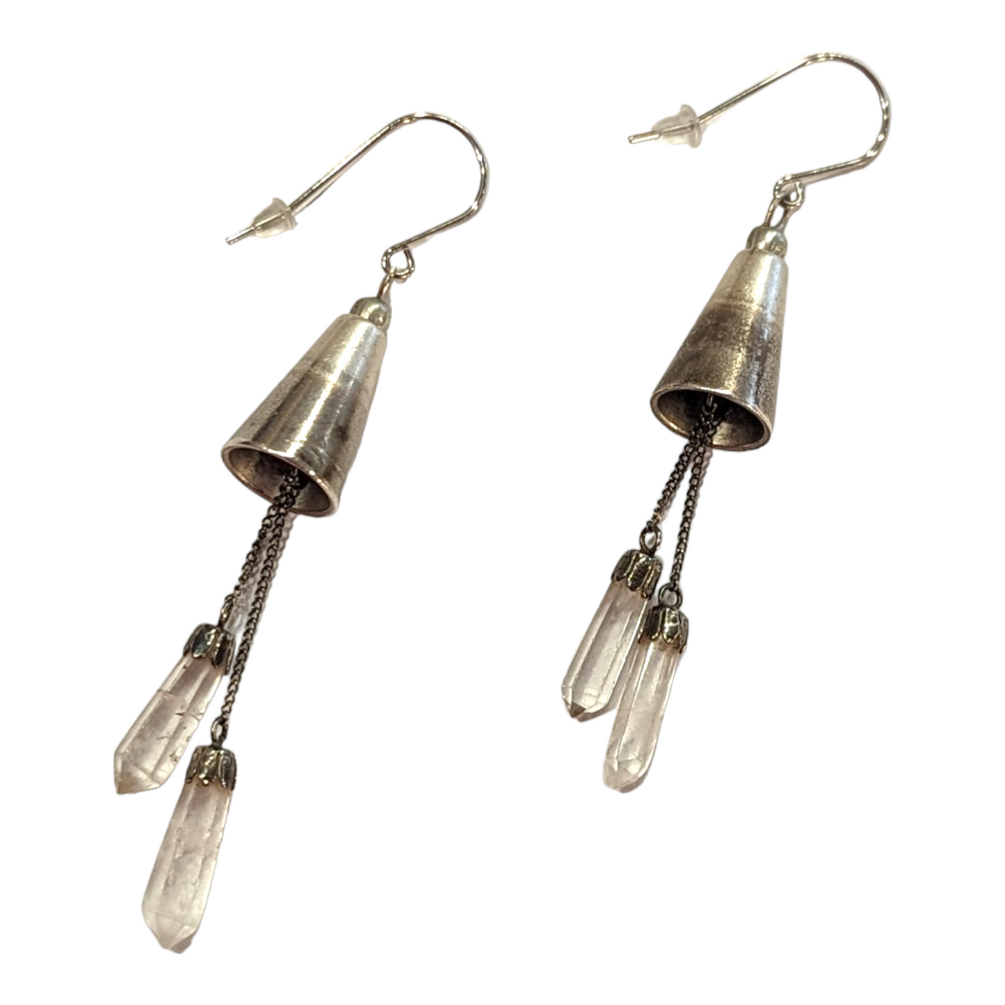 Silver and Crystal Dangly Earrings by The Little Merle