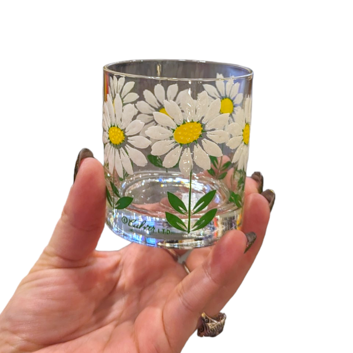 Mid-Century Glass Daisy Cup Set of 3 by Culver
