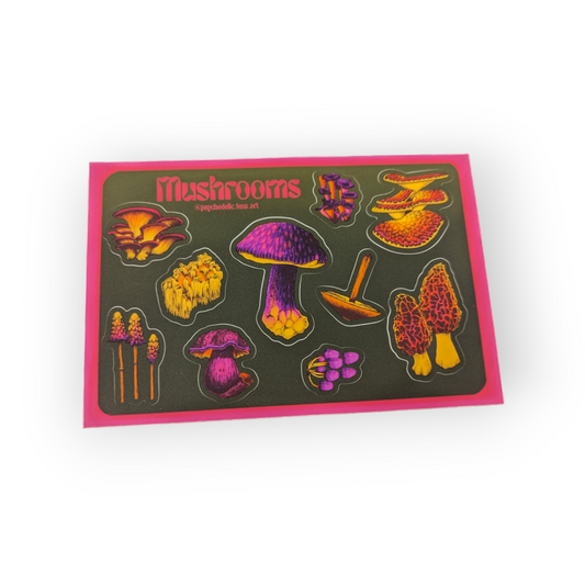 Mushrooms Sticker Sheet by Psychedelic Lens