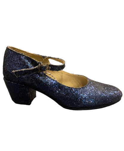 Modern Handmade blue glitter heels