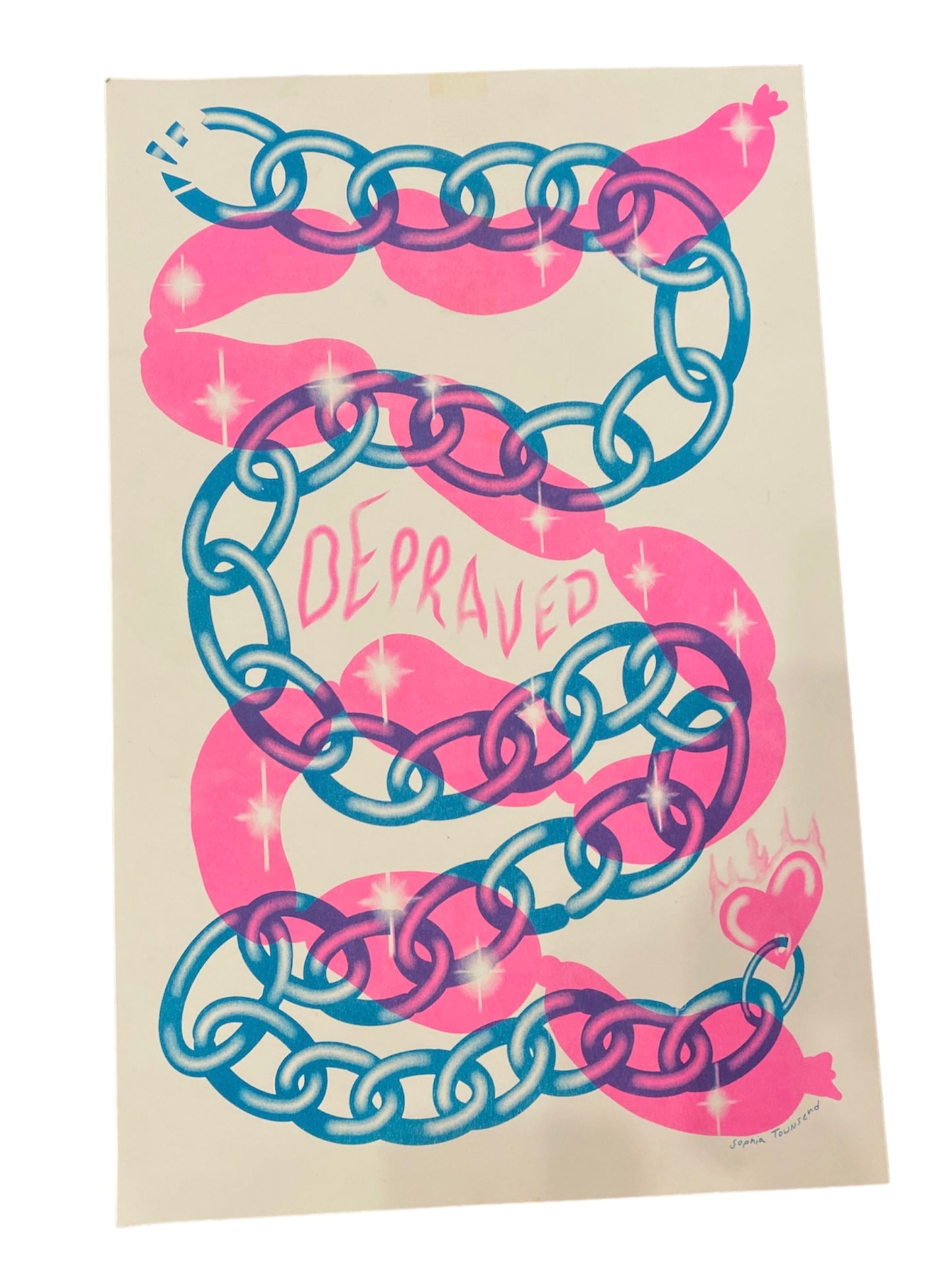 Handmade ‘Depraved’ Risograph Print by Stoopid Chic