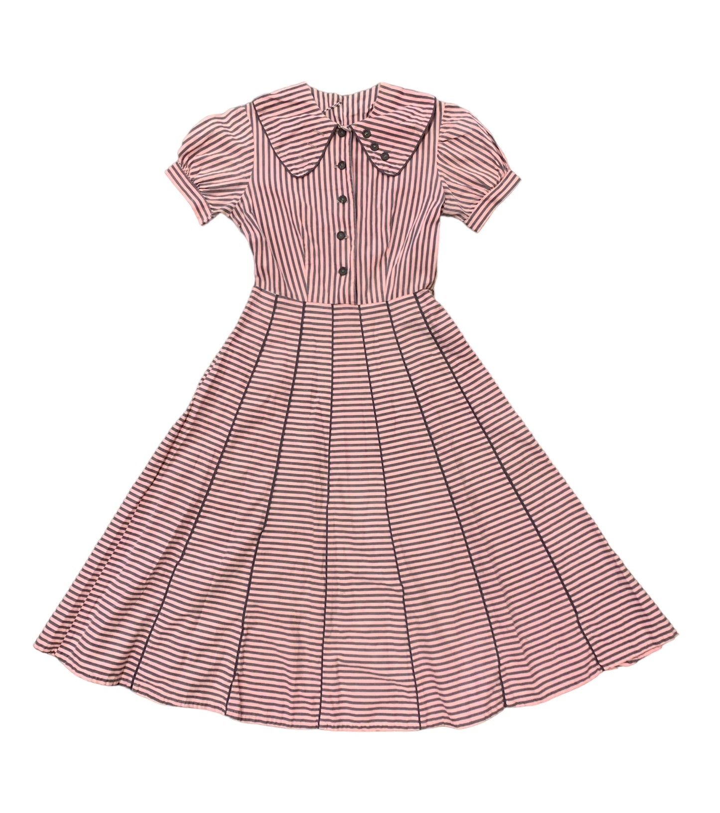 40s Pink + Grey Stripe Dress