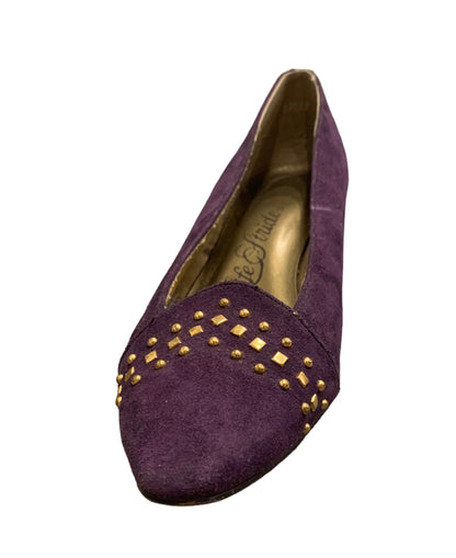 purple heels with gold details