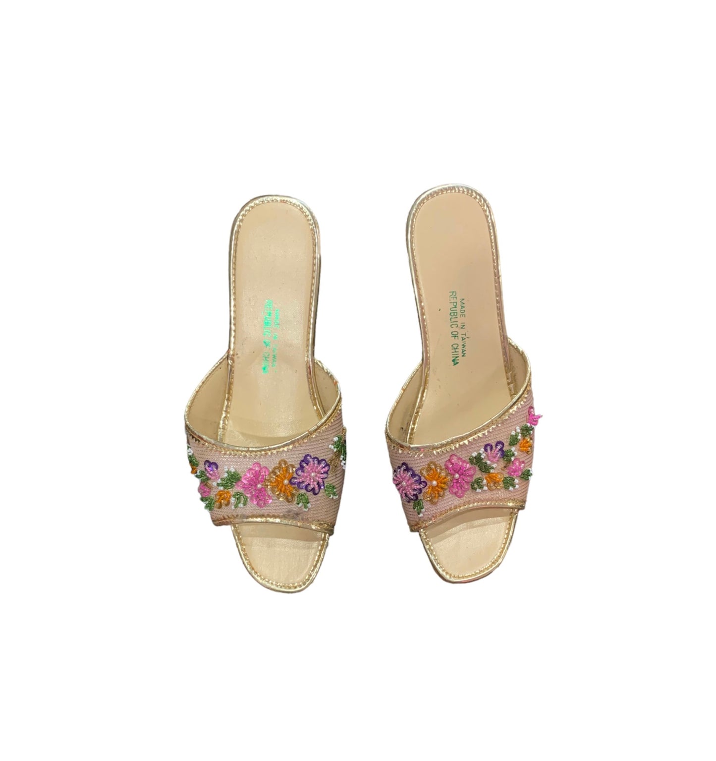 Hand beaded Taiwanese slide on sandals