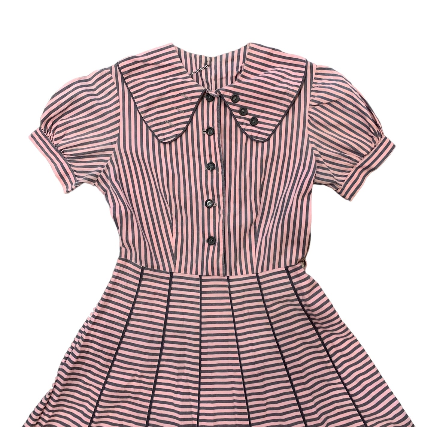 40s Pink + Grey Stripe Dress