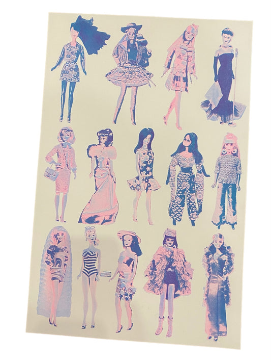 Handmade Barbie Riso Print by Soft Stella
