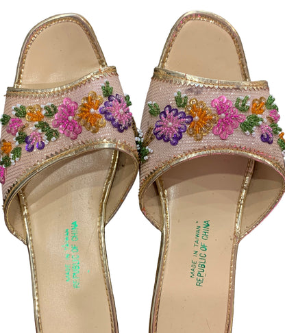 Hand beaded Taiwanese slide on sandals