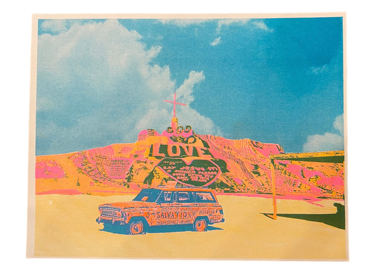 Handmade Salvation Mountain Risograph Print by Soft Stella