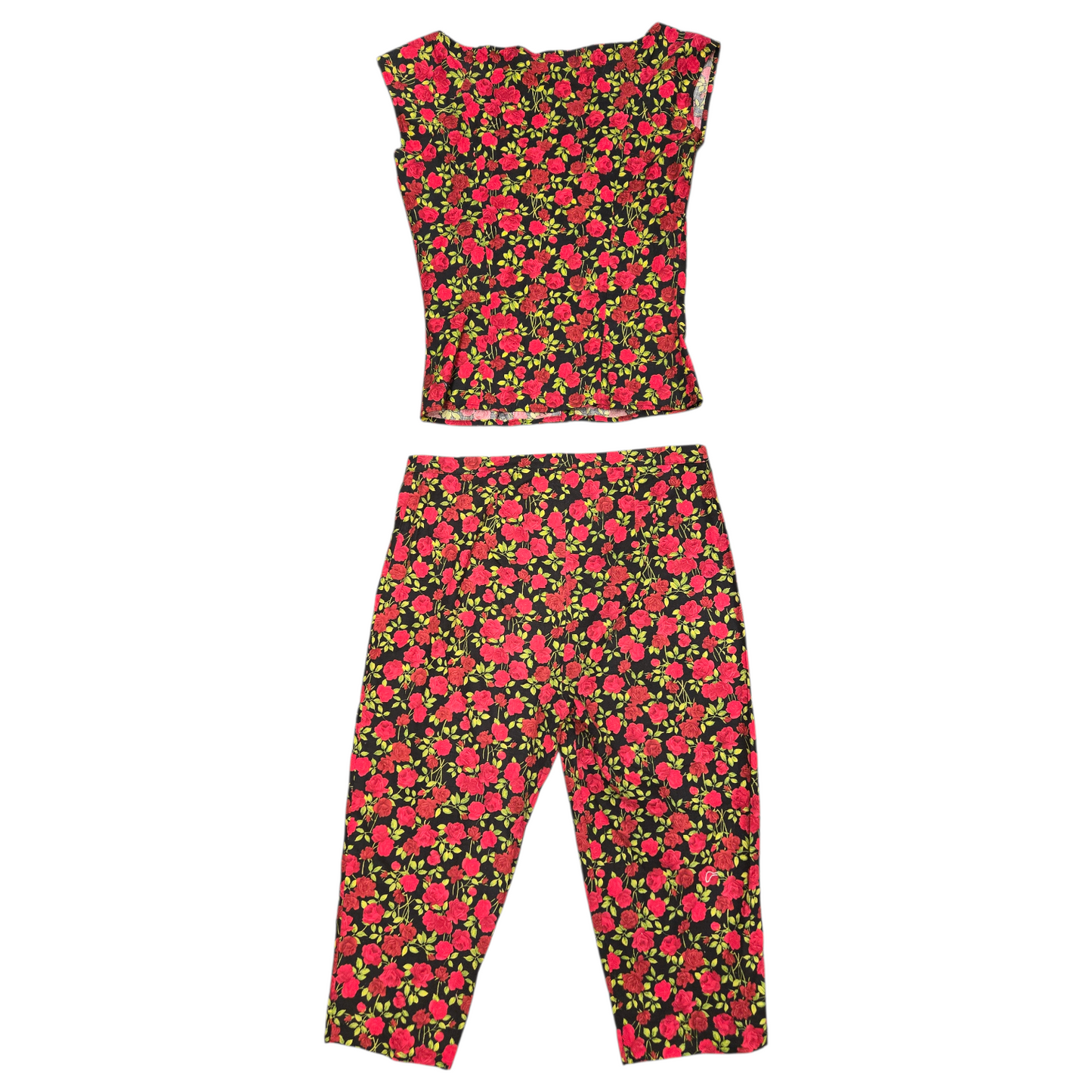 90s/Y2K Betsey Johnson Rose Print Capris Set