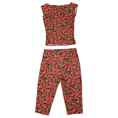 90s/Y2K Betsey Johnson Rose Print Capris Set