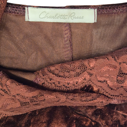 Y2K Maroon Velvet Mall Goth Slip Dress by Charlotte Russe