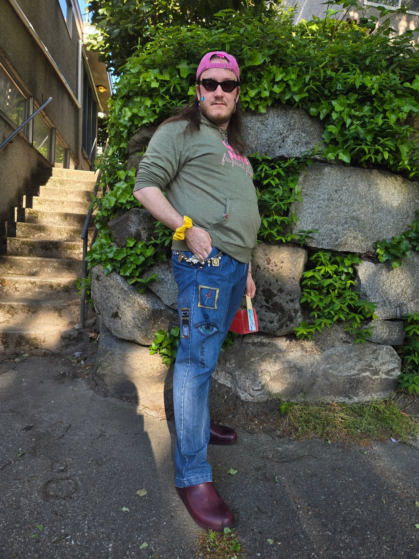 Hand-Painted Jeans with Custom Chains by The Little Merle x Style Divergent