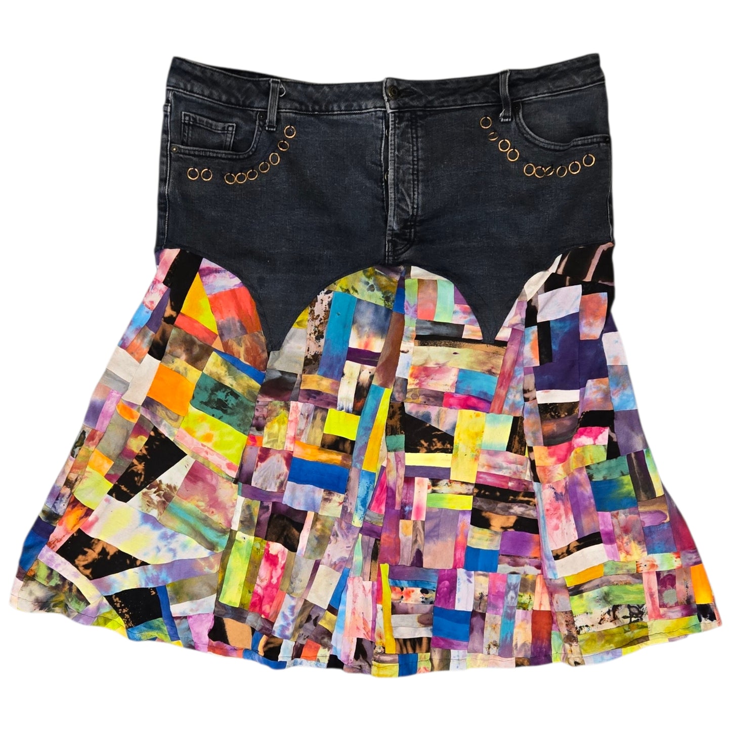 Ice Dyed Patchwork Skirt by Batch Life - Size 2X