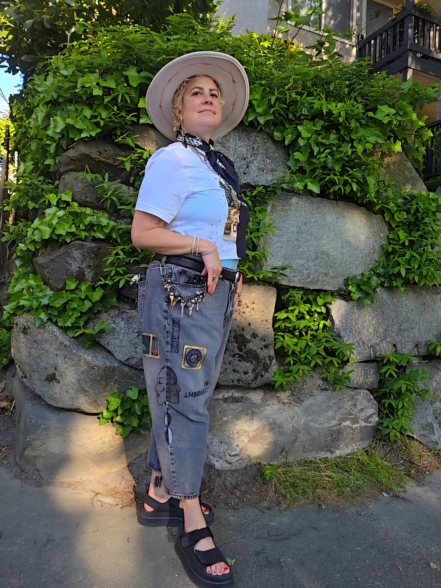 Hand-Painted Jeans with Custom Chains by The Little Merle x Style Divergent