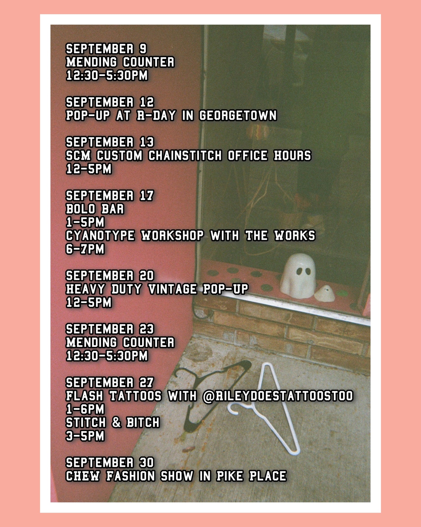 September Classes & Events Calendar!